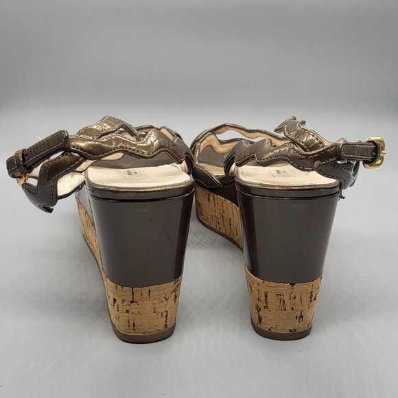 Prada Patent Leather Wedge Sandals - Picture 15 of 16